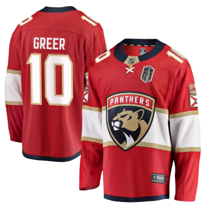 A.J. Greer Jersey 10 Florida Panthers 2025 Stanley Cup Final Home Breakaway Stitched Hockey
