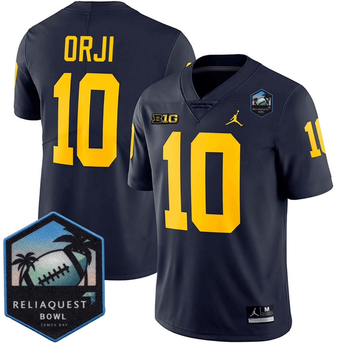 Alex Orji Jersey #10 Michigan Wolverines ReliaQuest Bowl Patch Stitched Football