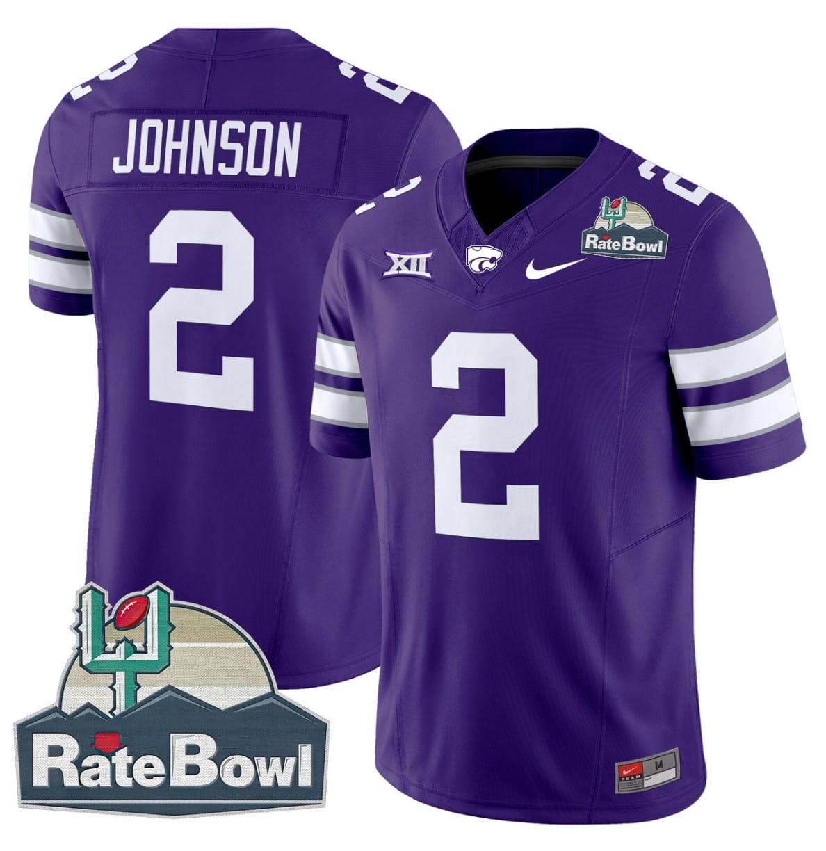 Avery Johnson Jersey #2 Kansas State Wildcats 2025 Rate Bowl Patch Football Stitched - Image 3