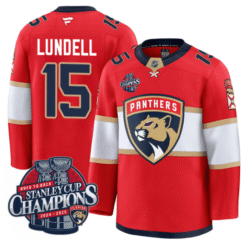 Alternative view of Anton Lundell Jersey #15 Florida Panthers 2025 Stanley Cup Back To Back Stitched Hockey