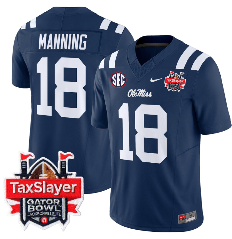 Archie Manning Jersey #18 Ole Miss Rebels 2024 Gator Bowl V2 Stitched Football - Image 6