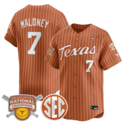 Ashton Maloney Jersey #7 Texas Longhorns 2025 National Champions Stitched Baseball