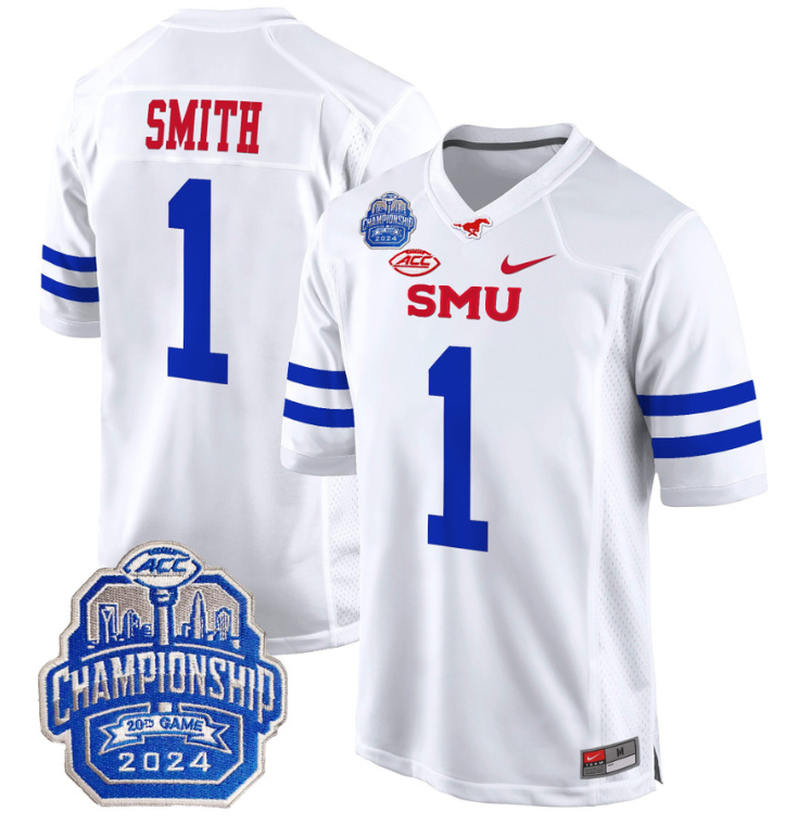 Brashard Smith Jersey #1 SMU Mustangs 2024 ACC Championship Patch V2 Stitched Football - Image 2