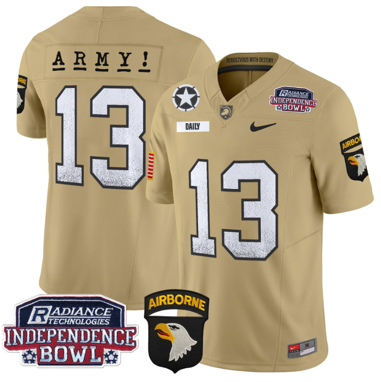 Bryson Daily Jersey #13 Army Black Knights Independence Bowl Patch Stitched Football - Image 3
