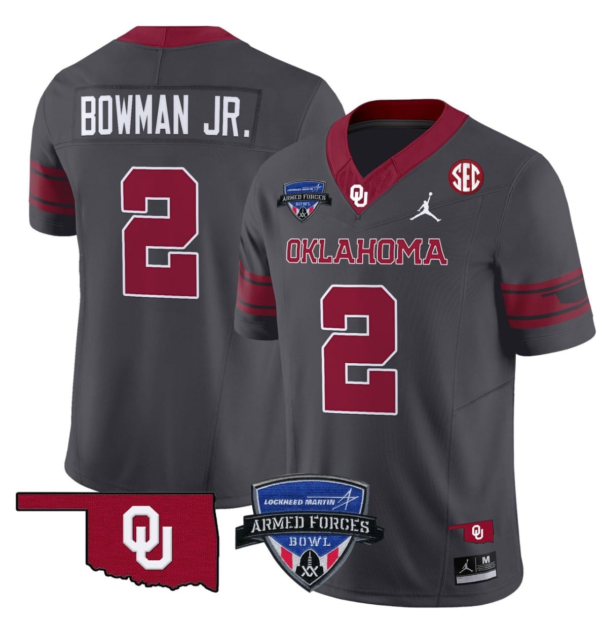 Billy Bowman Jr Jersey #2 Oklahoma Sooners 2025 Armed Forces Bowl Patch Football Stitched - Image 6