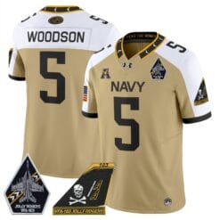 Braxton Woodson Jersey #5 Navy Midshipmen 2024 Jolly Rogers Patch Stitched Football