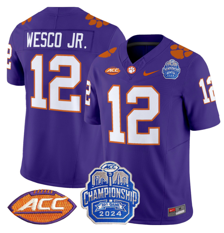 Bryant Wesco Jr Jersey #12 Clemson Tigers 2024 ACC Championship Stitched Football - Image 3