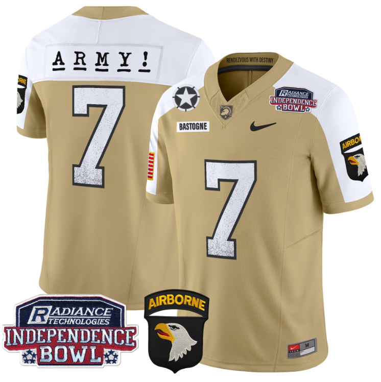 Bastogne Jersey #7 Army Black Knights Independence Bowl Patch Stitched Football - Image 3