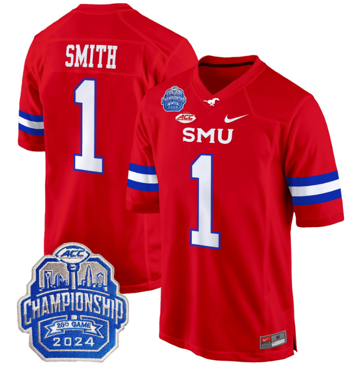 Brashard Smith Jersey #1 SMU Mustangs 2024 ACC Championship Patch V2 Stitched Football - Image 3