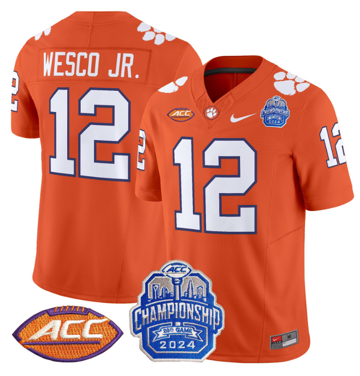 Bryant Wesco Jr Jersey #12 Clemson Tigers 2024 ACC Championship Stitched Football - Image 4