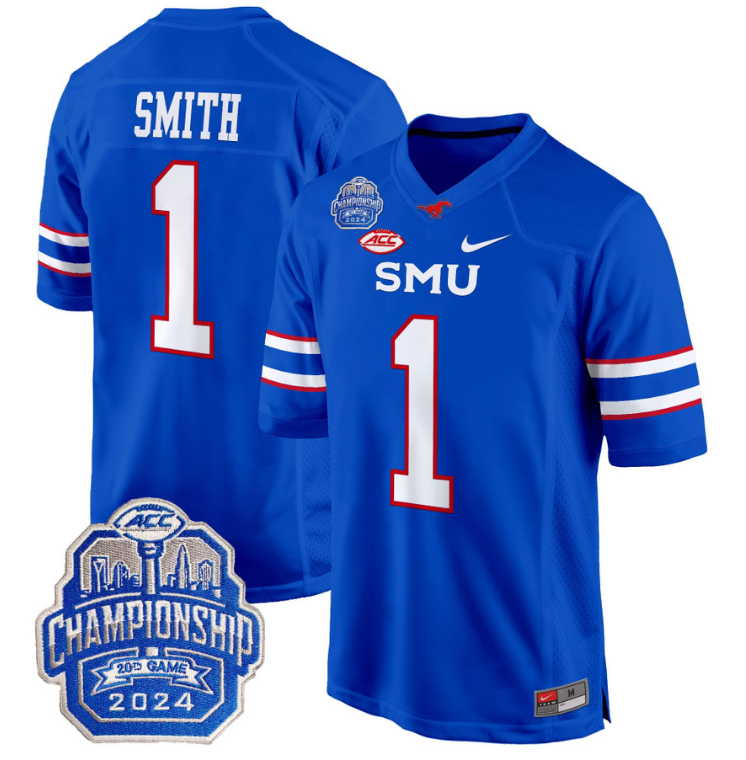 Brashard Smith Jersey #1 SMU Mustangs 2024 ACC Championship Patch V2 Stitched Football - Image 5
