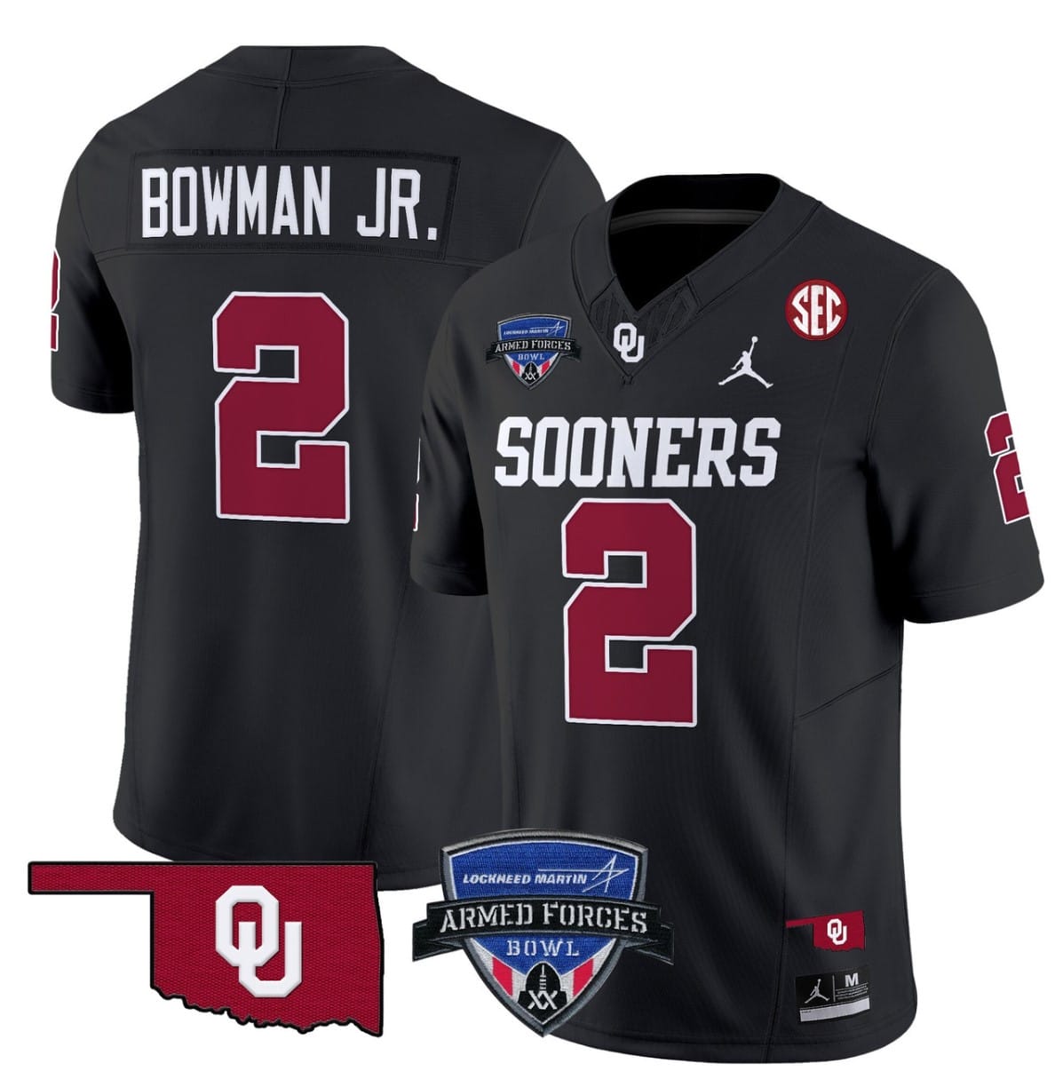 Billy Bowman Jr Jersey #2 Oklahoma Sooners 2025 Armed Forces Bowl Patch Football Stitched - Image 5