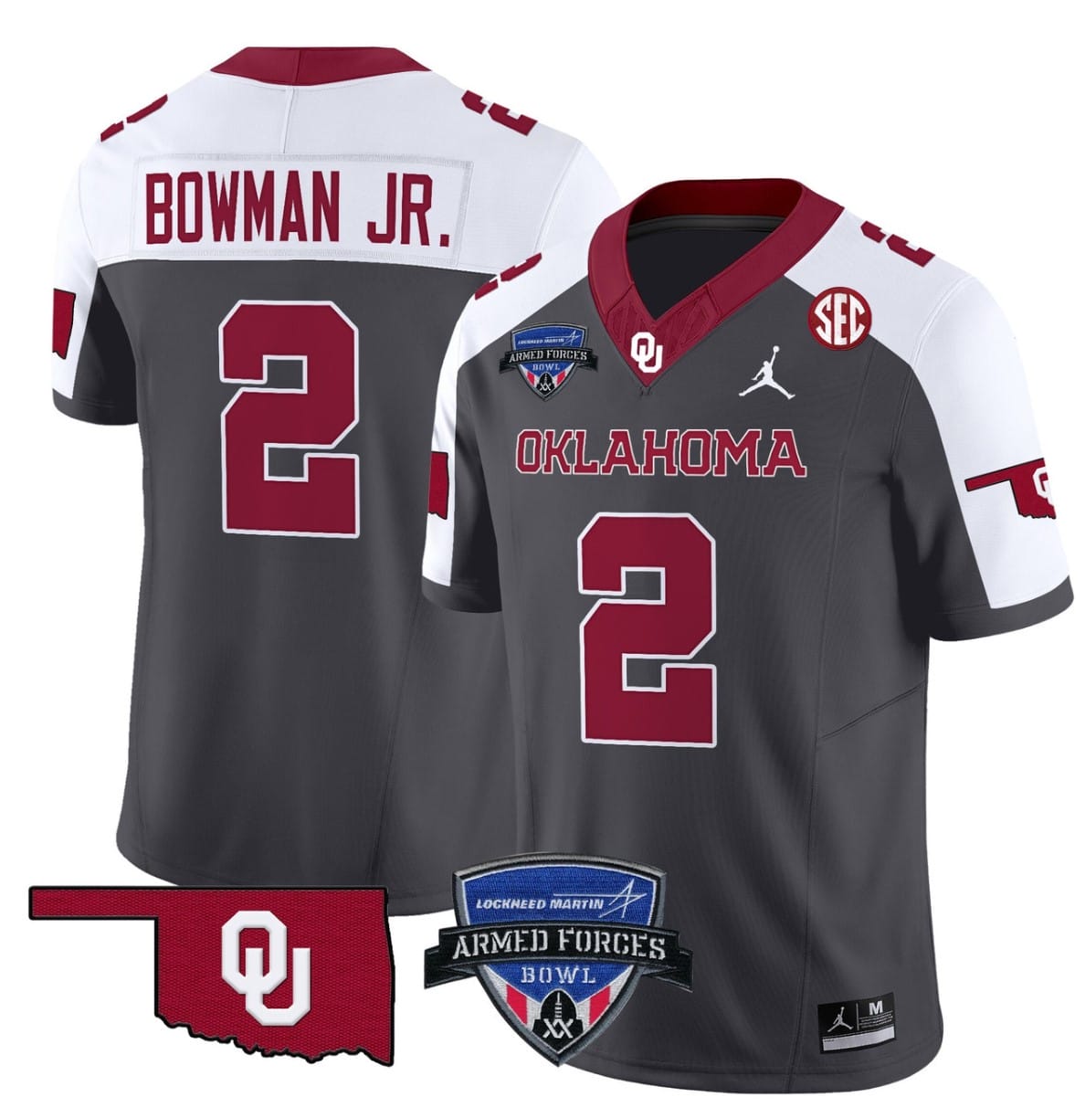 Billy Bowman Jr Jersey #2 Oklahoma Sooners 2025 Armed Forces Bowl Patch Football Stitched - Image 3