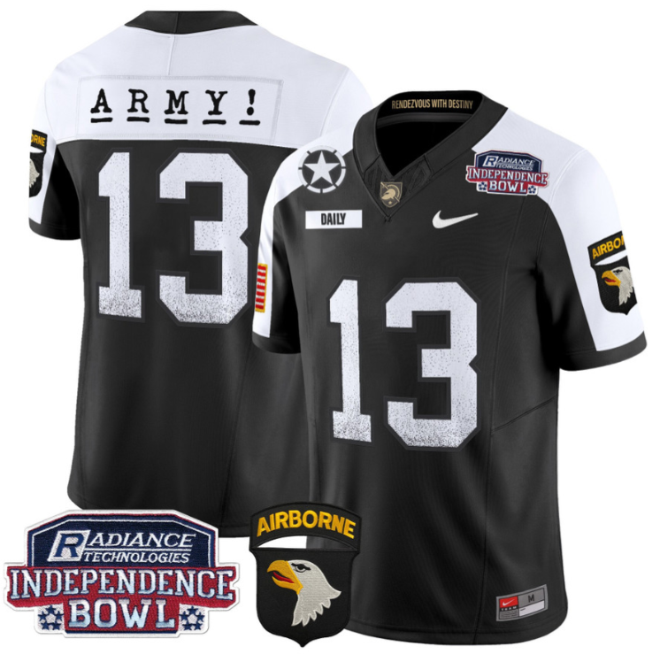 Bryson Daily Jersey #13 Army Black Knights Independence Bowl Patch Stitched Football