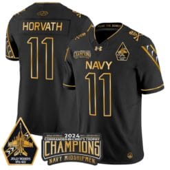 Alternative view of Blake Horvath Jersey #11 Navy Midshipmen Commander-in-chief's Trophy Stitched Football