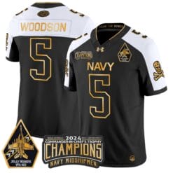Braxton Woodson Jersey #5 Navy Midshipmen Commander-in-chief's Trophy Stitched Football