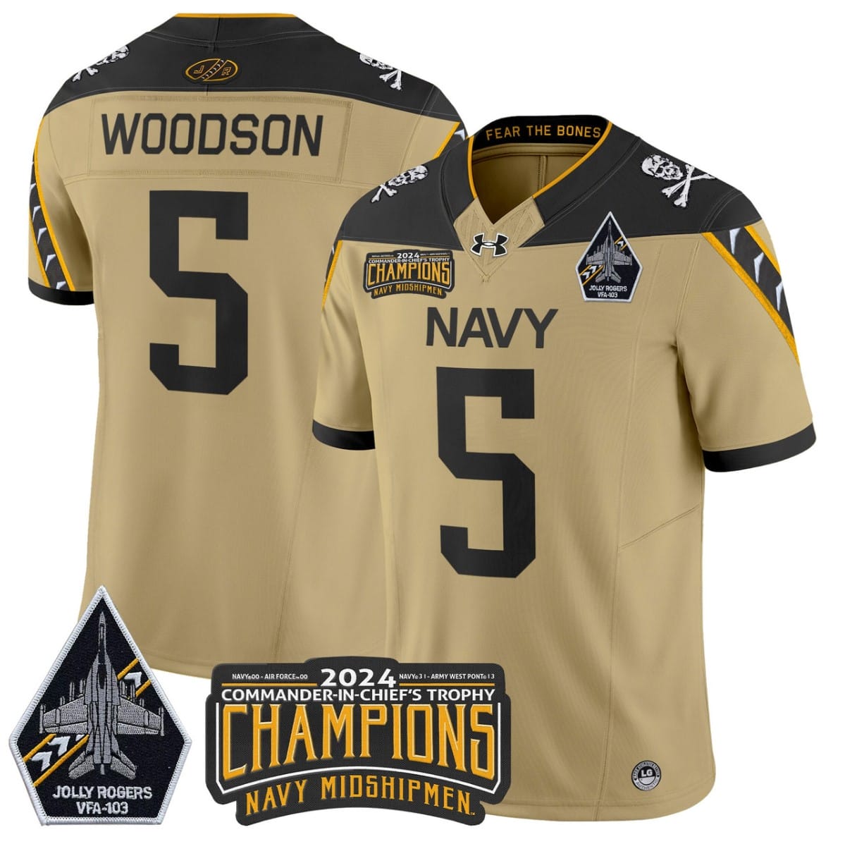 Braxton Woodson Jersey #5 Navy Midshipmen Commander-in-chief's Trophy Stitched Football - Image 6
