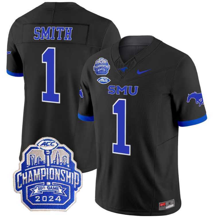 Brashard Smith Jersey #1 SMU Mustangs 2024 ACC Championship Patch V2 Stitched Football - Image 7