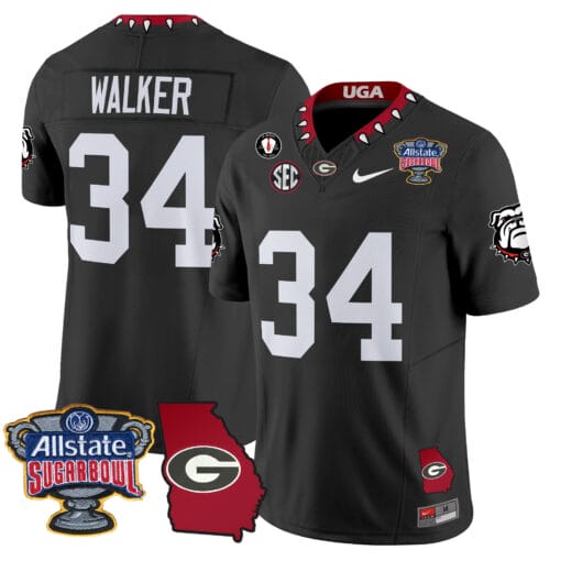 Herschel Walker Jersey #34 Georgia Bulldogs 2025 Sugar Bowl Patch Vapor Stitched Football - Image 4