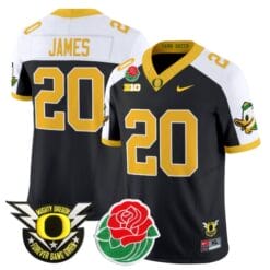 Jordan James Jersey #20 Oregon Ducks 2025 Rose Bowl Game Patch Vapor Stitched Football