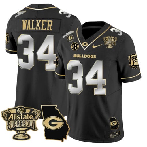Herschel Walker Jersey #34 Georgia Bulldogs 2025 Sugar Bowl Patch Vapor Stitched Football - Image 5