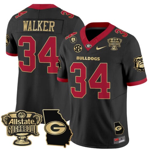 Herschel Walker Jersey #34 Georgia Bulldogs 2025 Sugar Bowl Patch Vapor Stitched Football - Image 7
