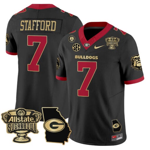 Matthew Stafford Jersey #7 Georgia Bulldogs 2025 Sugar Bowl Patch Vapor Stitched Football - Image 7