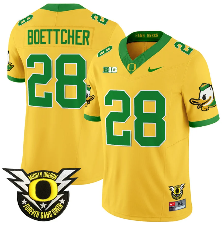 Bryce Boettcher Jersey #28 Oregon Duck Forever Gang Green Stitched Football - Image 5