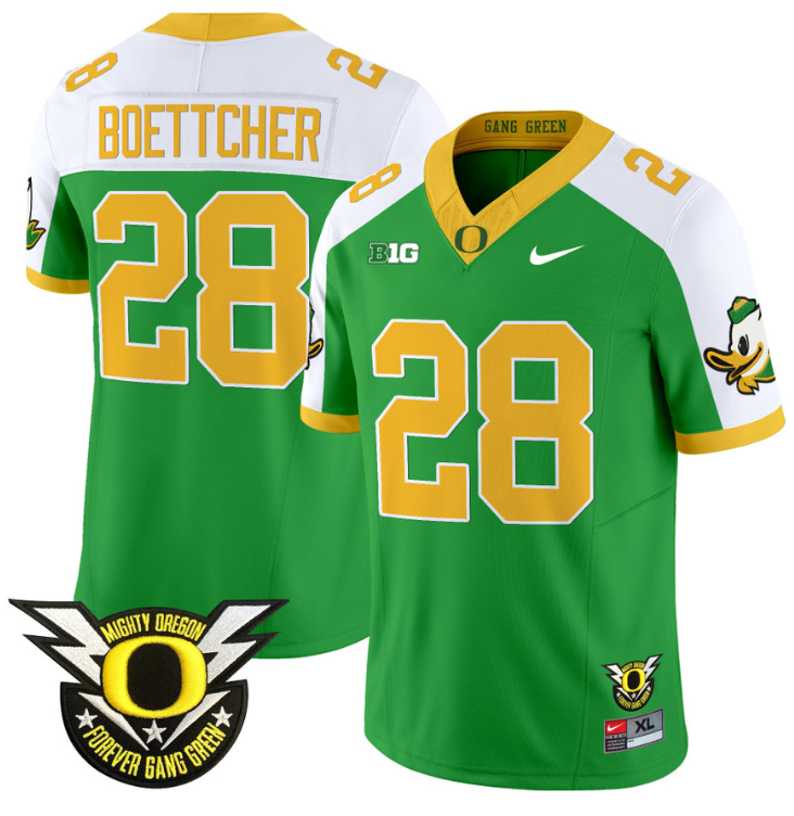 Bryce Boettcher Jersey #28 Oregon Duck Forever Gang Green Stitched Football - Image 4