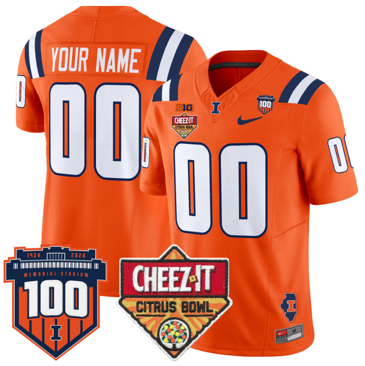 Custom Illinois Fighting Jersey 2025 Cheez-It Citrus Bowl Stitched Football - Image 4
