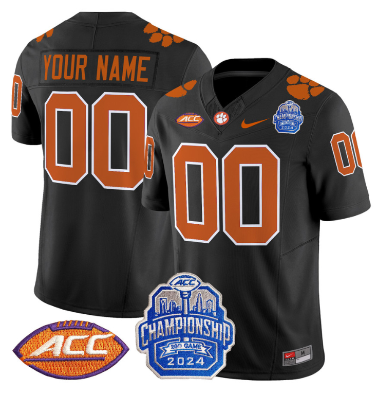 Custom Clemson Tigers Jersey 2024 ACC Championship Patch Stitched Football - Image 6