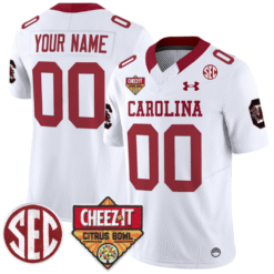 Alternative view of Custom South Carolina Gamecocks Jersey Cheez-It Citrus Bowl Patch Stitched Football