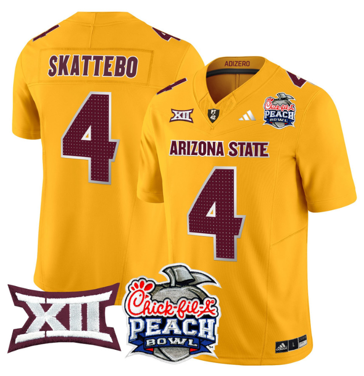 Cam Skattebo Jersey #4 Arizona State Sun Devils 2025 Peach Bowl Stitched Football - Image 4
