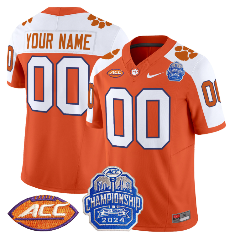 Custom Clemson Tigers Jersey 2024 ACC Championship Patch Stitched Football - Image 5