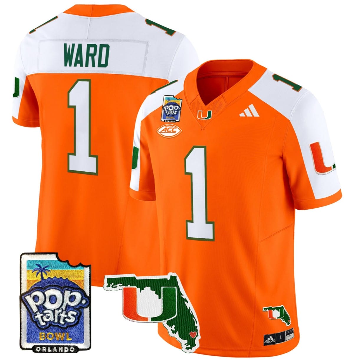 Cam Ward Jersey #1 Miami Hurricanes 2025 PopTarts Bowl Patch Football Stitched - Image 4