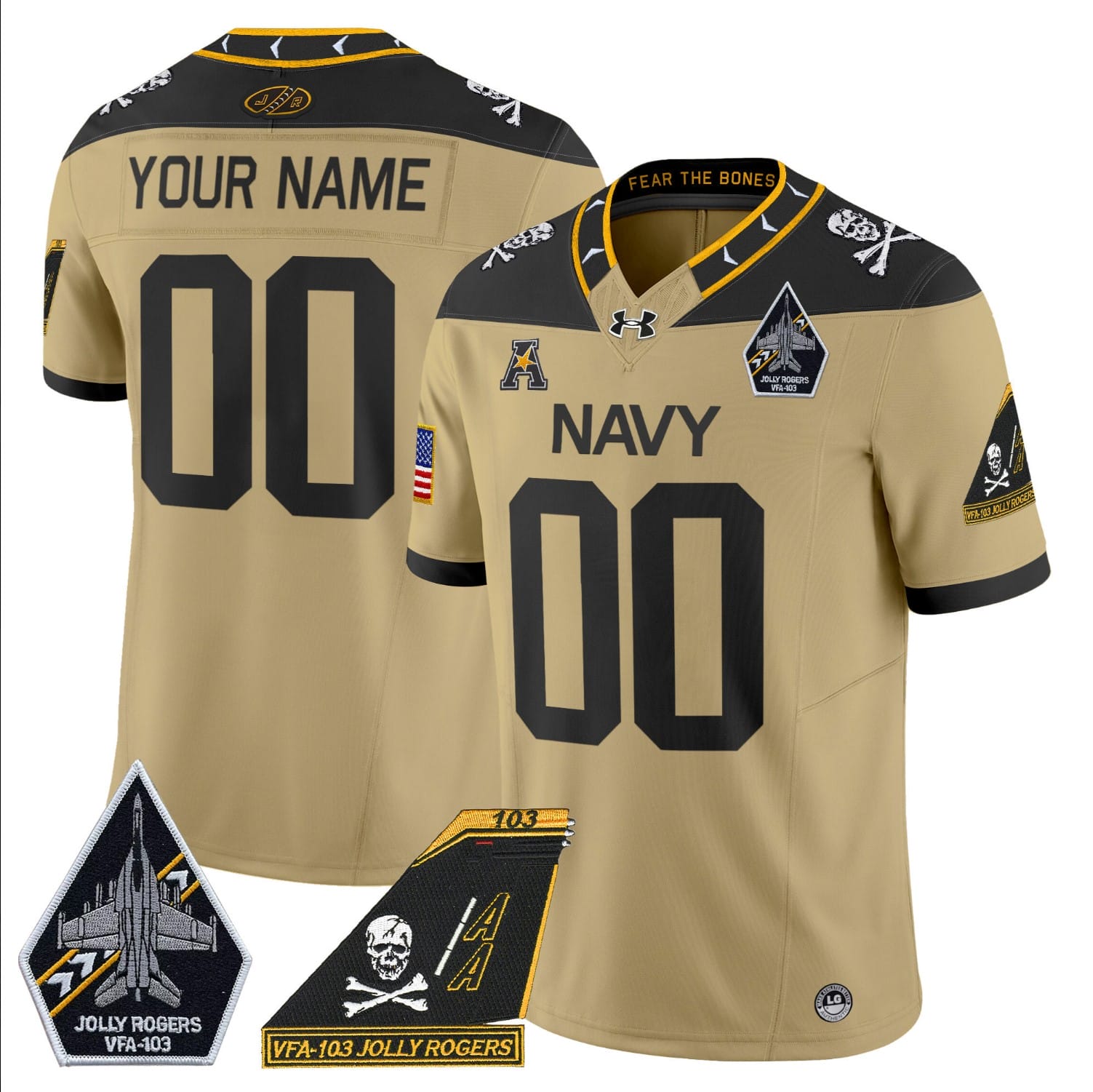 Custom Navy Midshipmen Jersey Name, Number 2024 Jolly Rogers Patch Stitched Football - Image 5