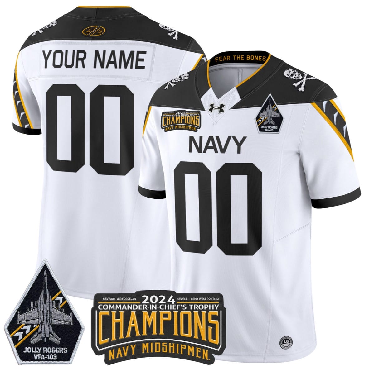 Custom Navy Midshipmen Jersey Commander-in-chief's Trophy Champions Stitched Football - Image 9