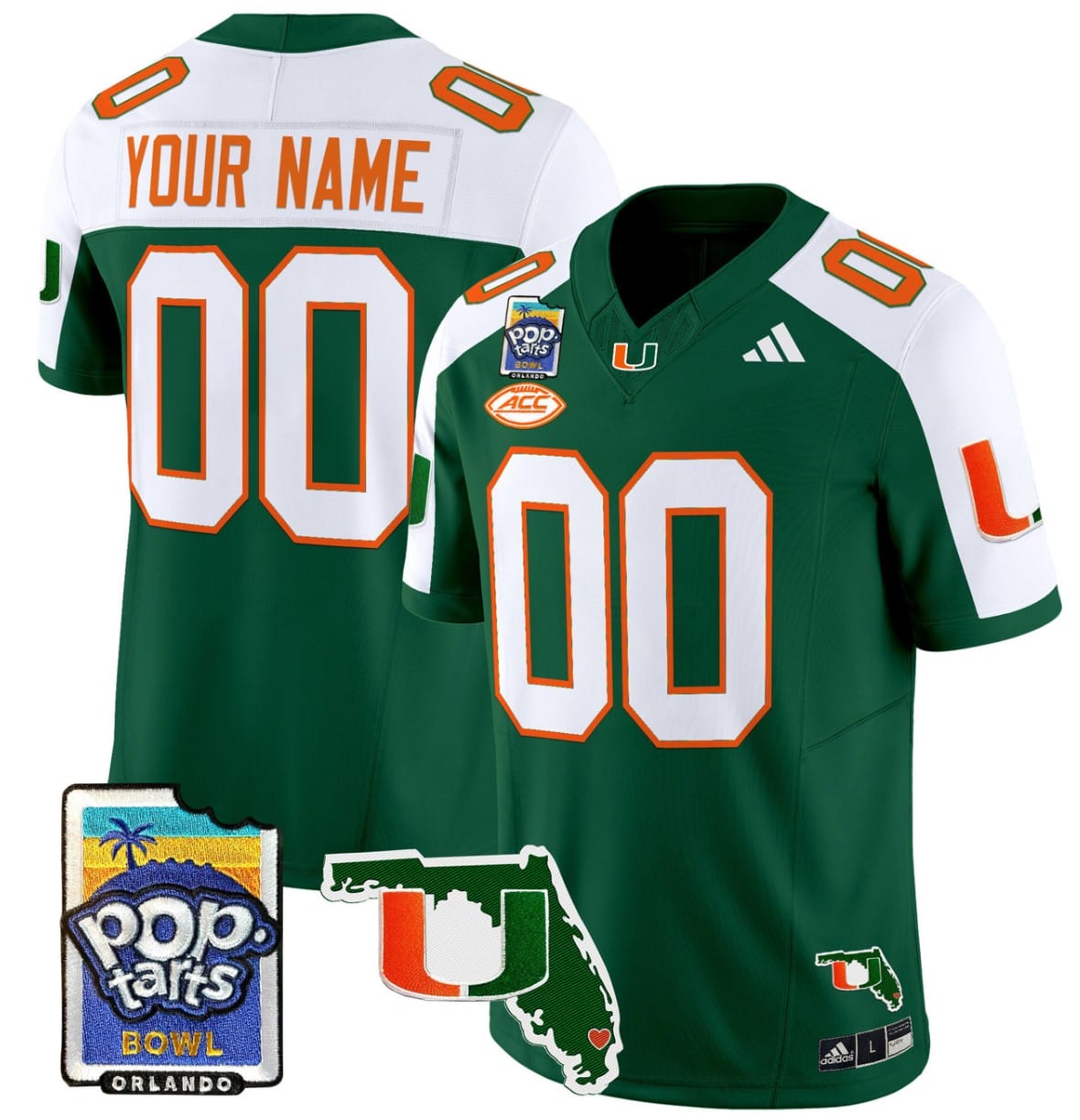 Custom Miami Hurricanes Jersey Name, Number 2025 PopTarts Bowl Patch Football Stitched - Image 6