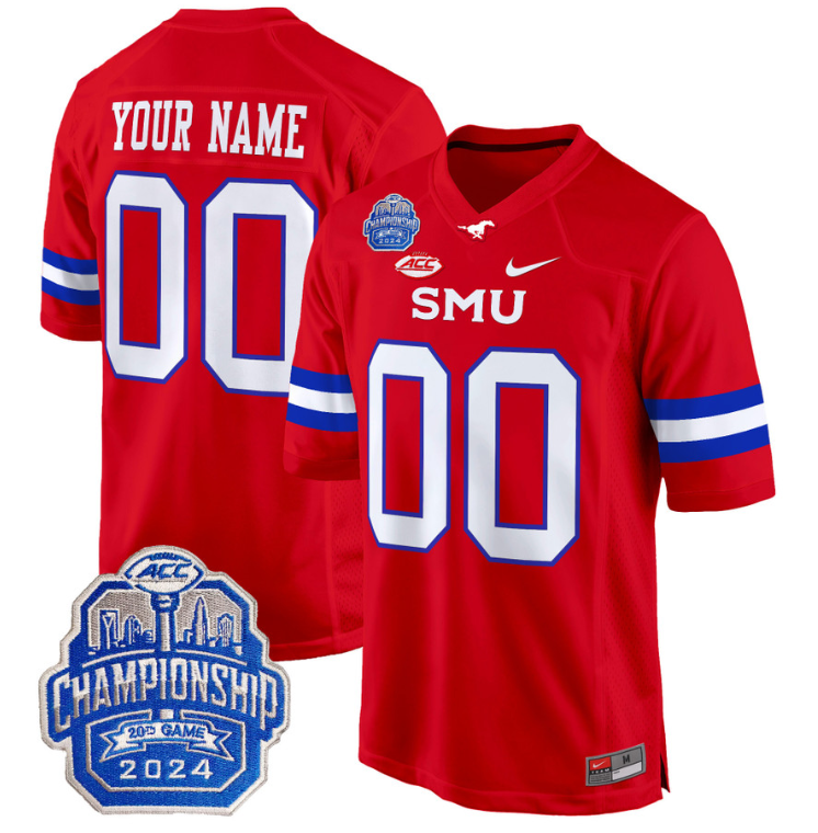 Custom SMU Mustangs Jersey 2024 ACC Championship Patch V2 Stitched Football - Image 3