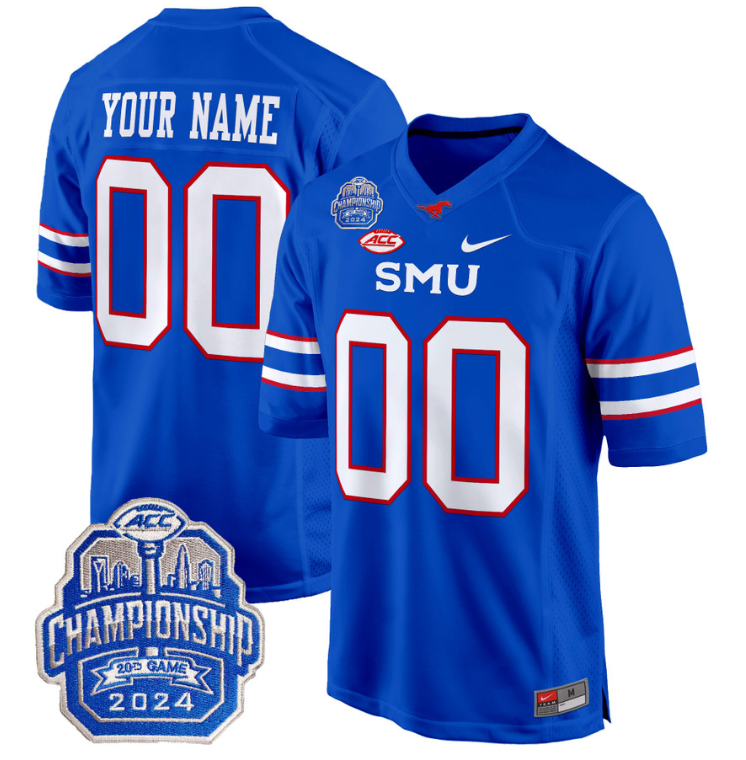 Custom SMU Mustangs Jersey 2024 ACC Championship Patch V2 Stitched Football - Image 5