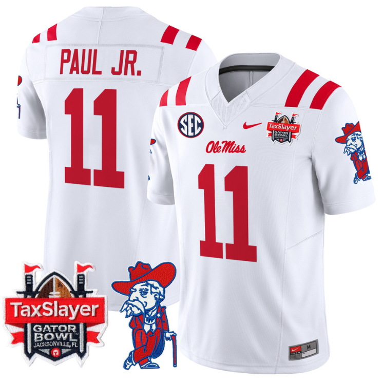 Chris Paul Jr Jersey #11 Ole Miss Rebels 2025 Gator Bowl Patch Stitched Football - Image 2