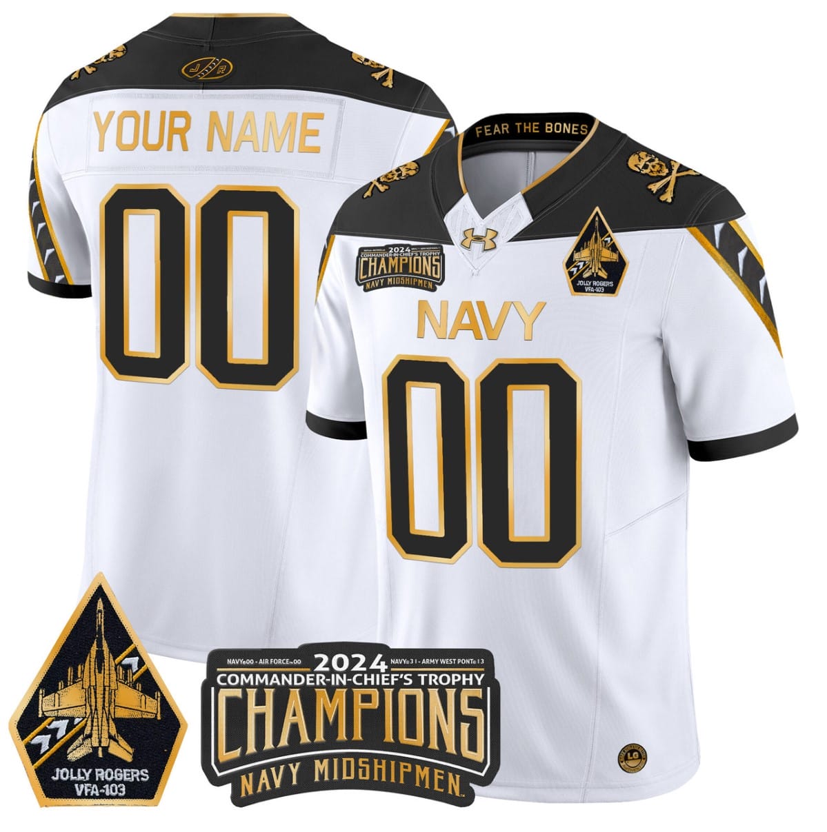 Custom Navy Midshipmen Jersey Commander-in-chief's Trophy Champions Stitched Football - Image 2