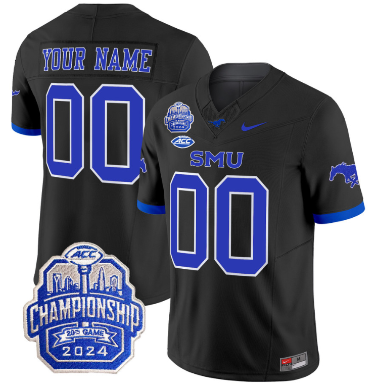 Custom SMU Mustangs Jersey 2024 ACC Championship Patch V2 Stitched Football - Image 7