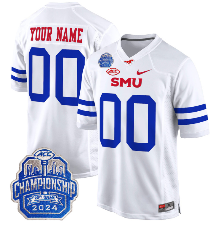 Custom SMU Mustangs Jersey 2024 ACC Championship Patch V2 Stitched Football - Image 2