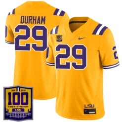 Caden Durham Jersey #29 LSU Tigers 100 Years of Tiger Stadium Patch Stitched Football