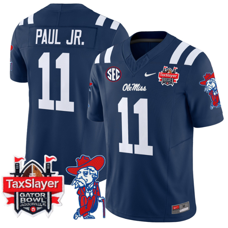 Chris Paul Jr Jersey #11 Ole Miss Rebels 2025 Gator Bowl Patch Stitched Football - Image 6
