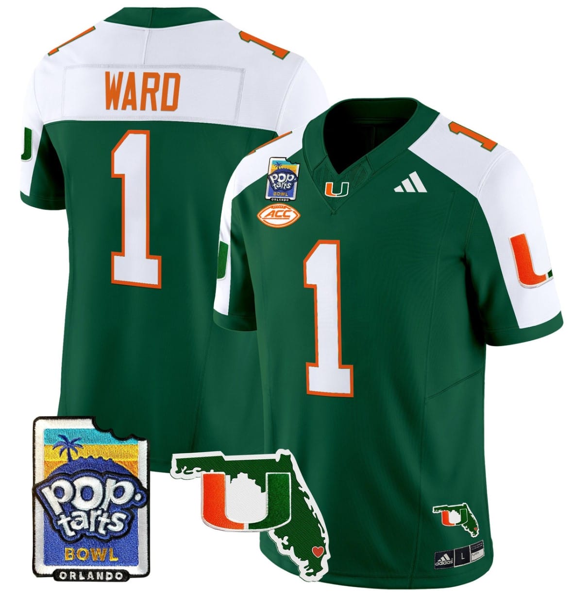 Cam Ward Jersey #1 Miami Hurricanes 2025 PopTarts Bowl Patch Football Stitched - Image 6