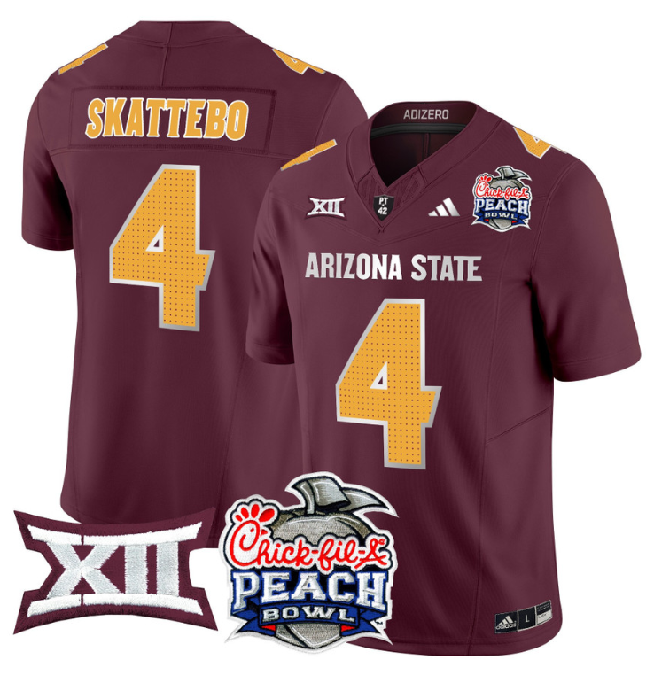 Cam Skattebo Jersey #4 Arizona State Sun Devils 2025 Peach Bowl Stitched Football - Image 2