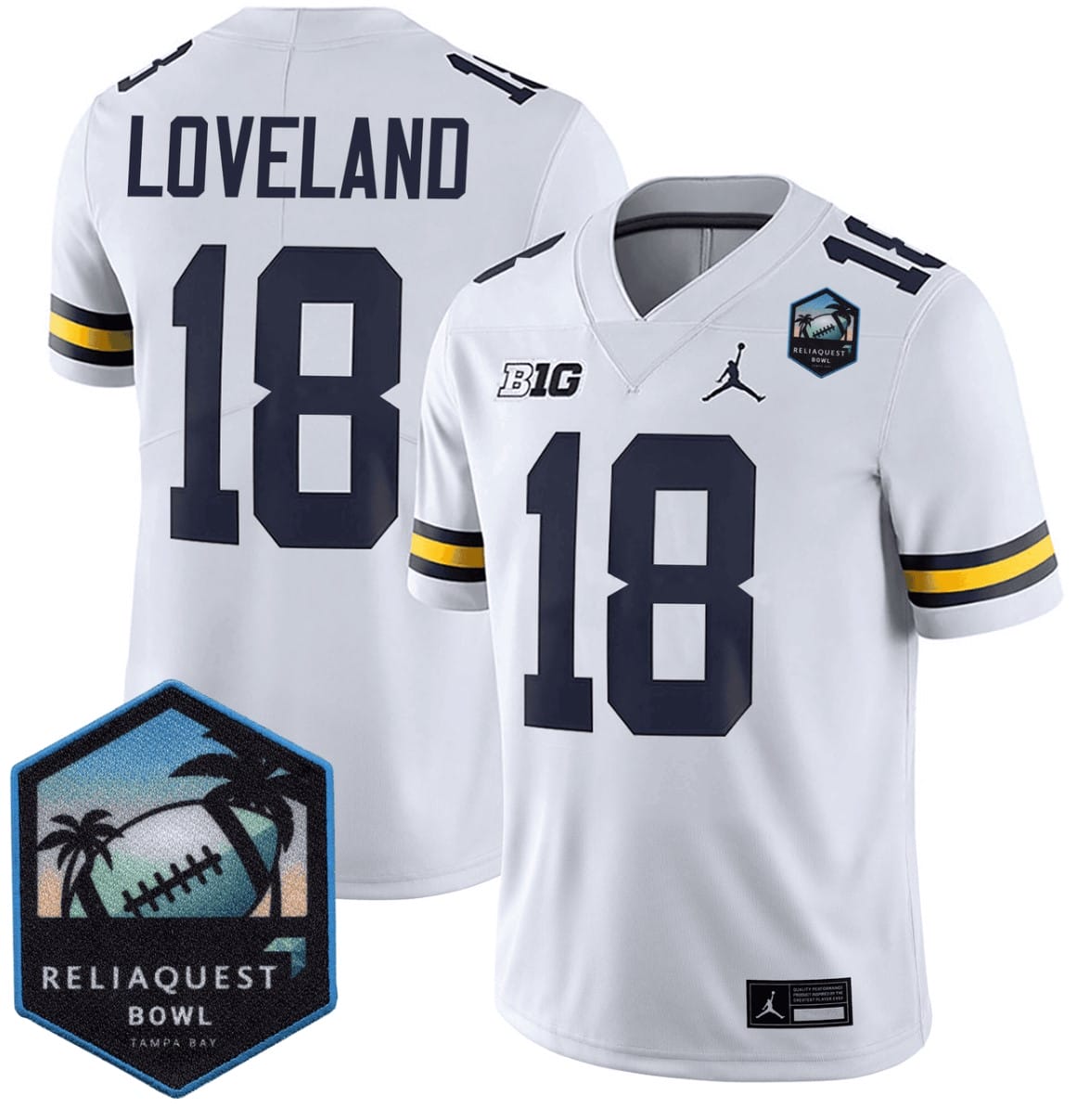 Colston Loveland Jersey #18 Michigan Wolverines ReliaQuest Bowl Patch Stitched Football - Image 3