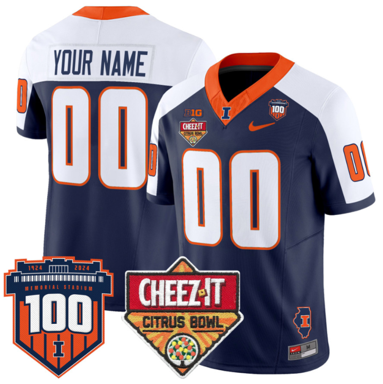 Custom Illinois Fighting Jersey 2025 Cheez-It Citrus Bowl Stitched Football